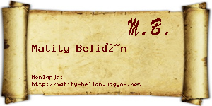 Matity Belián névjegykártya